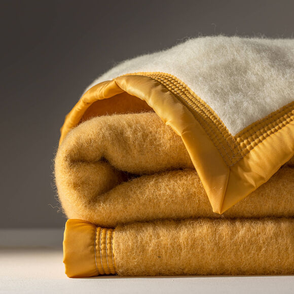 Couverture bicolore pure laine 600 g/m² (miel) Couverture bicolore pure laine 600 g/m² (miel)